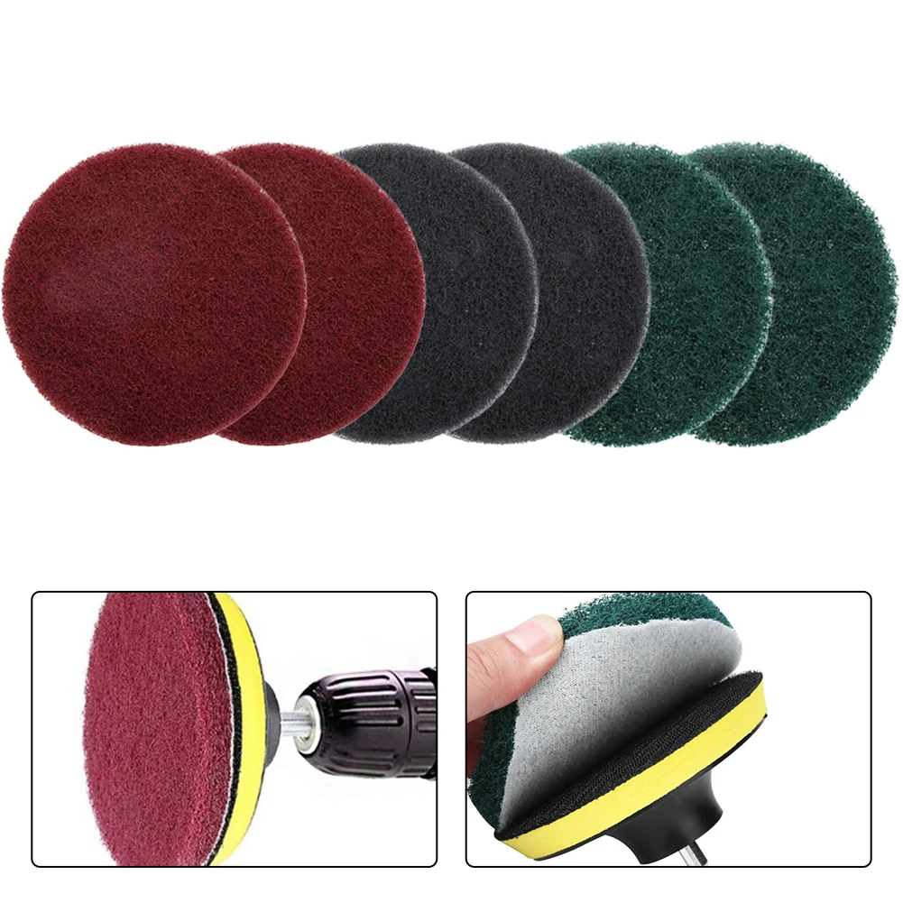 6pcs 5Inch 125mm Scrubbing Pads Cleaning Cloth Scrub Pad Industrial Scouring Pads Sanding Polishing Buffing Pads Abrasive Tools