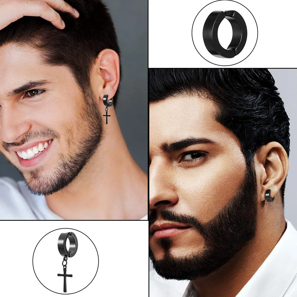 

10 Pairs Earring Stud Set Accessories Studs Men Hanging Male Earrings Mens 316 Stainless Steel Street Style Daily Wear
