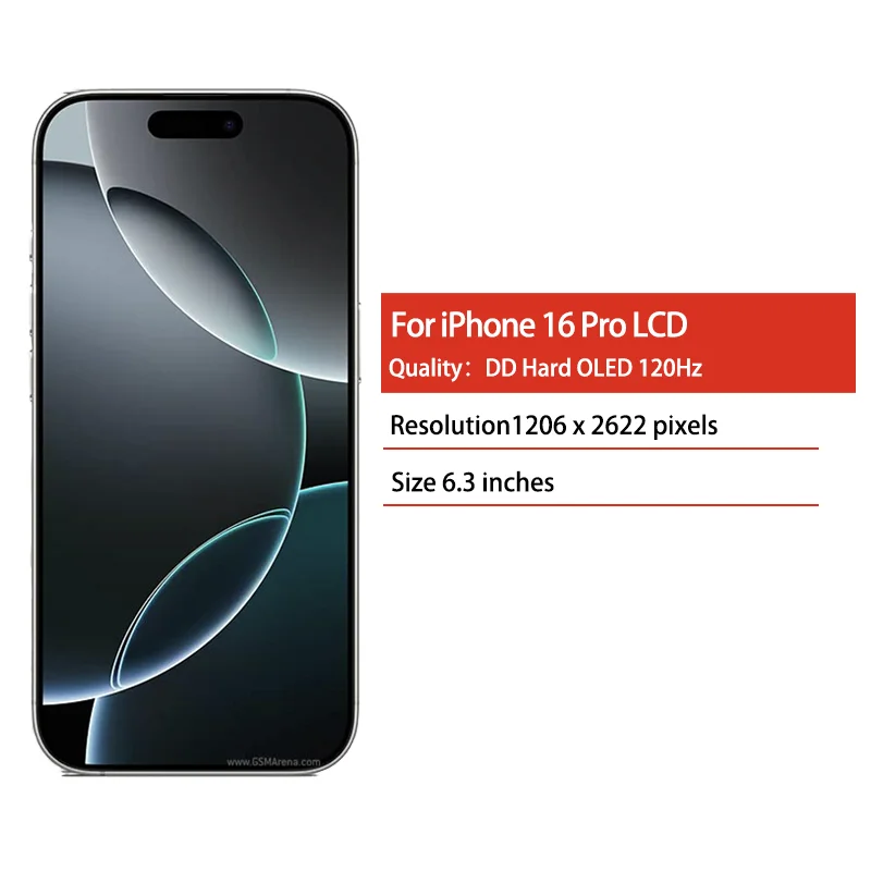 DD Hard OLED 120Hz LCD Display For iPhone 16 Pro Display LCD Screen Touch Digitizer Assembly