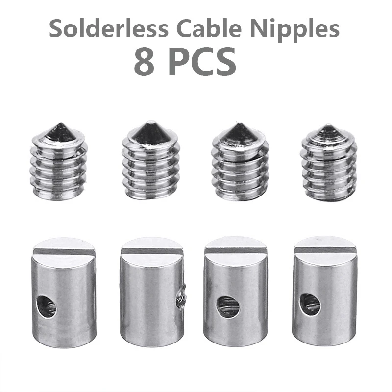 8Pcs Metal Solderless Cable Nipples 5Mm Throttle With Screw For Motorcycle Scooter Quad Mower Car Styling Tool