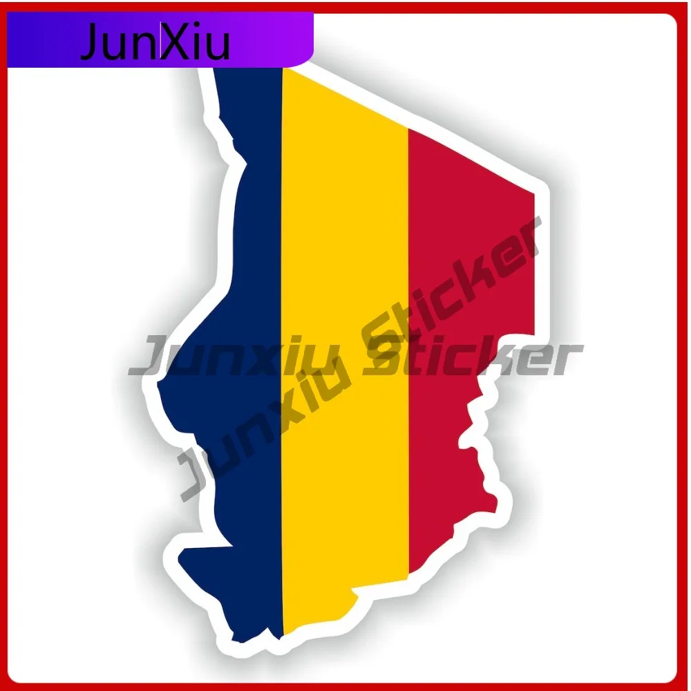

Chad National Flag And Emblem Map Shape Stickers Scratch Cover Adventure Motorcycle Stickers Camping Custom Car Decals Accessori