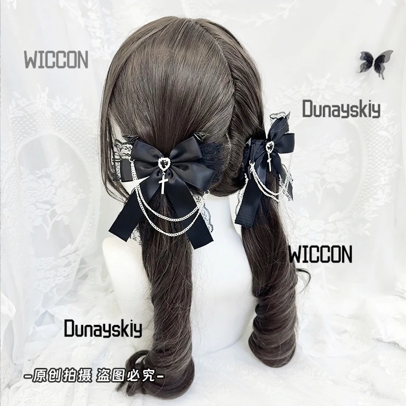 Jirai Kei Bow Production Lolita Lace Sweet Cool Subculture Headwear Cross Love Cosplay Props Kawaii Halloween Christmas view 2