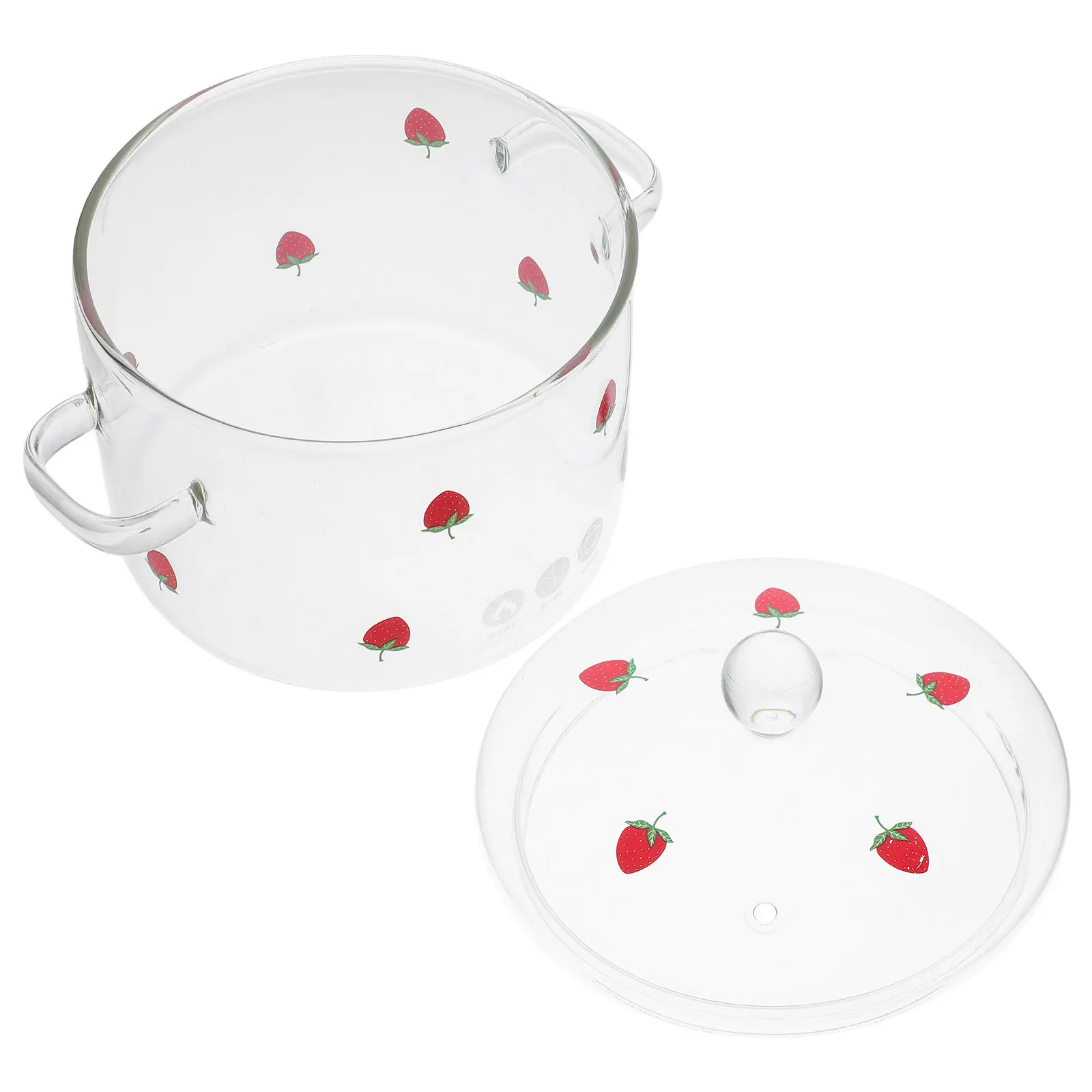 1900Ml Clear Glass Soup Pot Double Handle High Temperature Resistant Stove Top Cooking Stewing Simmering Pot Lid