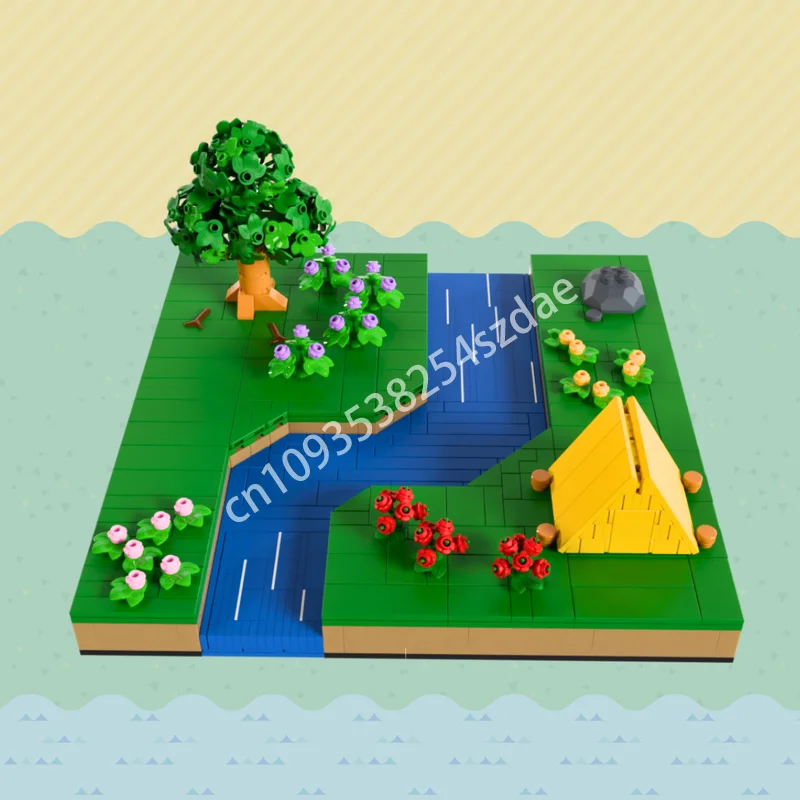 

803 шт., палатка MOC Player и River Animaler Crossing, строительные блоки, модель, креативная STEM STEAM, обучающая рождественская игрушка в подарок