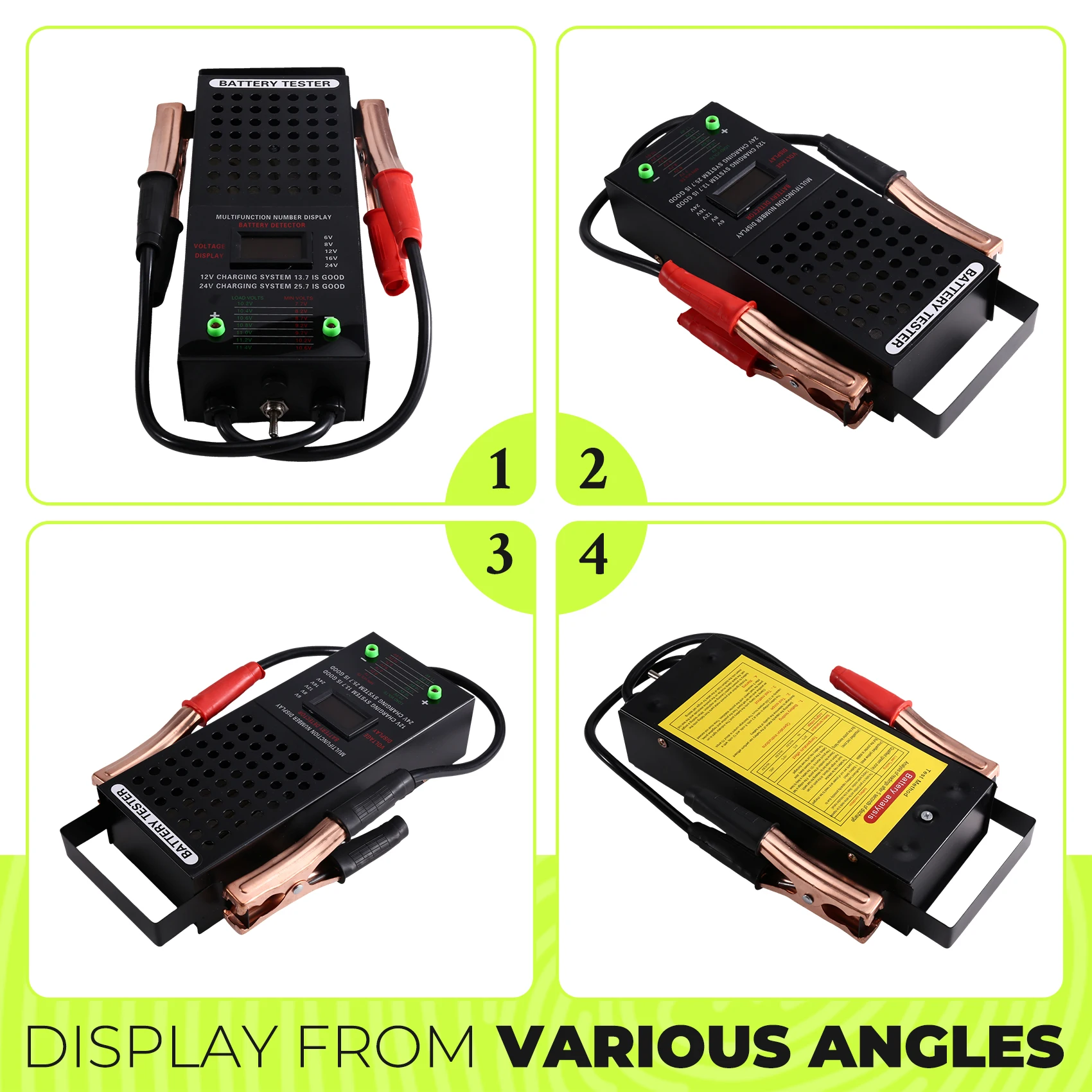 Battery Testers 6/8/12/24V With LCD Display Automotive Car Battery Load Tester Capacity Tester For Vehicles Motorcycles