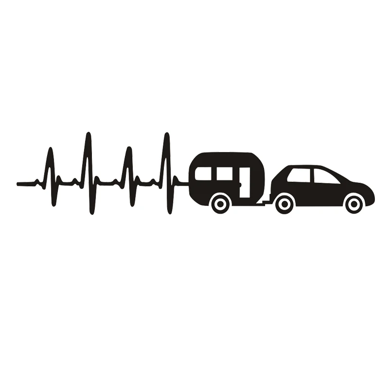 Caravan Vinyl Decals Car Window Laptop Sticker Heartbeat Camping Motorhome Sticker Heart Camper Inside