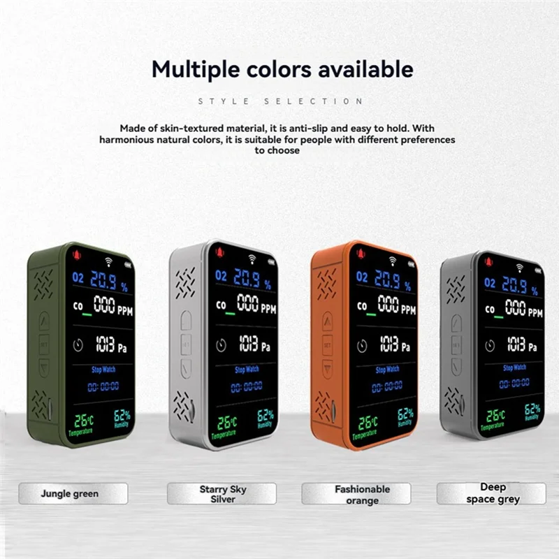 ABJN-Tuya Wifi inteligente almacenamiento de datos concentración de oxígeno Detector de aire Camping al aire libre monóxido de carbono medidor de temperatura y humedad