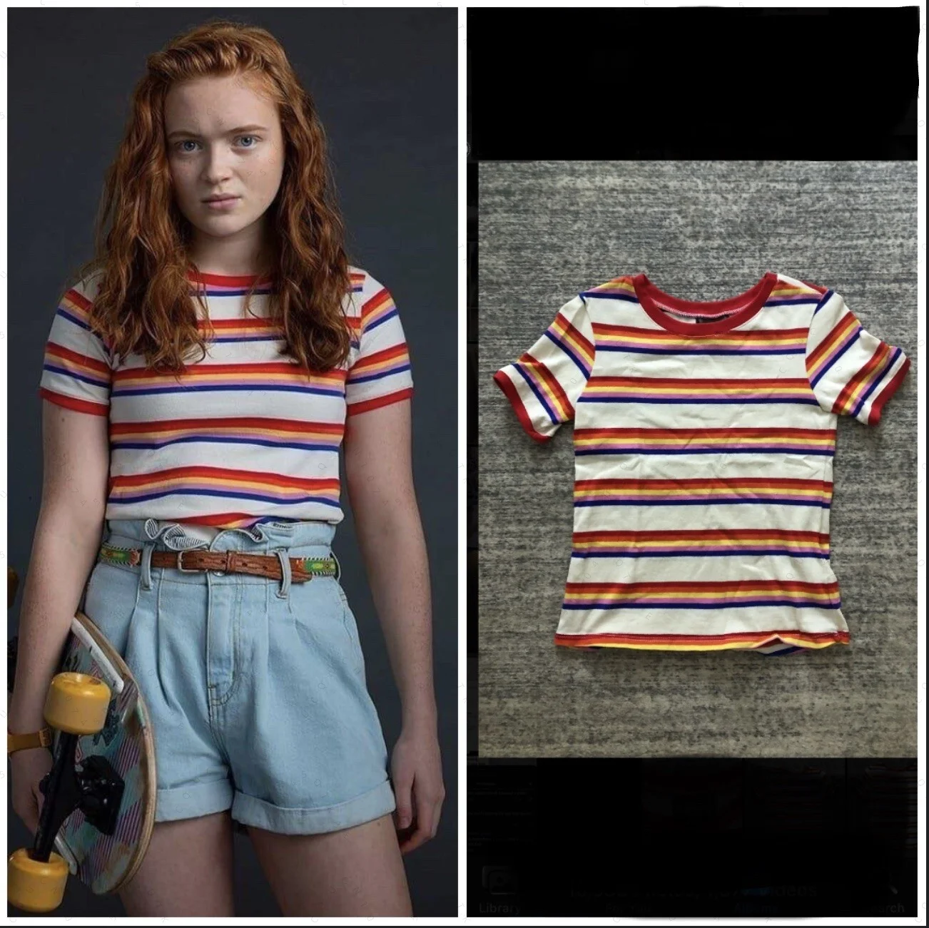 Max Mayfield Cosplay Costume Max Striped T-shirt Women girl Casual Coat Max Mayfield Colorful Striped   women  motorcycle T-shir