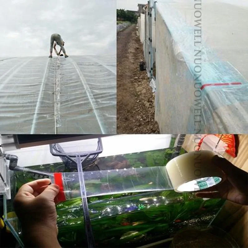 1 rolka 5 ~ 30cm X 10M przezroczysta powłoka cieplarniana taśma naprawcza odporny na uv rolnictwo ogród Film naprawa taśma klejąca taśma — zdjęcie 6