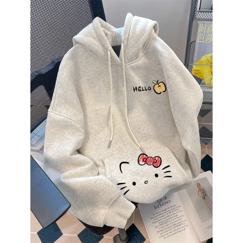 

Женские толстовки, осенне-зимняя одежда, аниме «Hello Kitty», дизайн, графика, выпускной наряд с капюшоном, Y2K, хлопковые топы большого размера для девочек