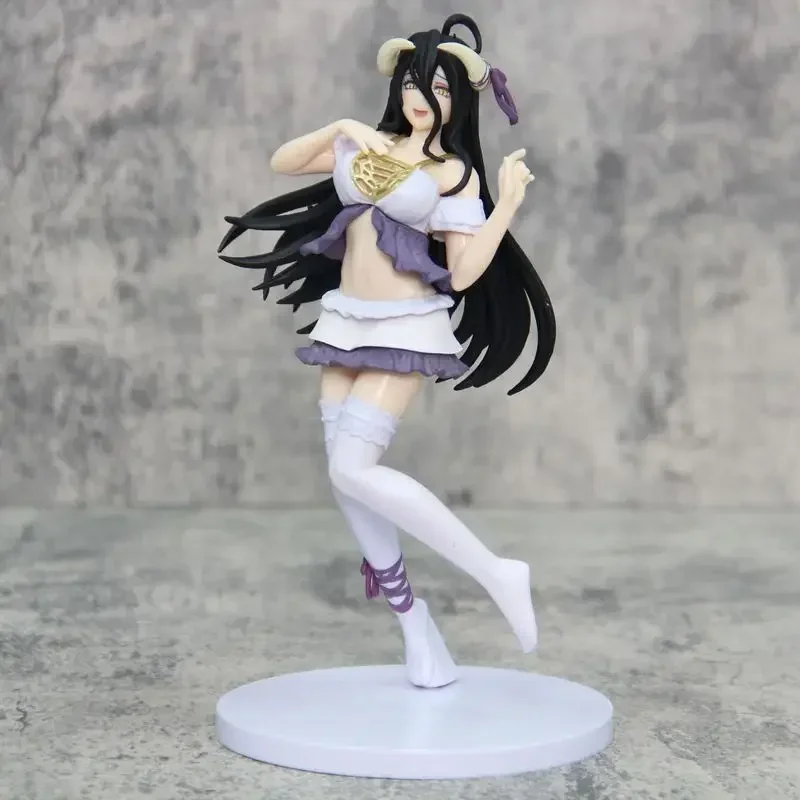 19CM Overlord Standing Anime Figure Albedo PVC Action Figure Sexy Girl Ainz Ooal Gown Figurine Collectible Model Toys Kid Gift