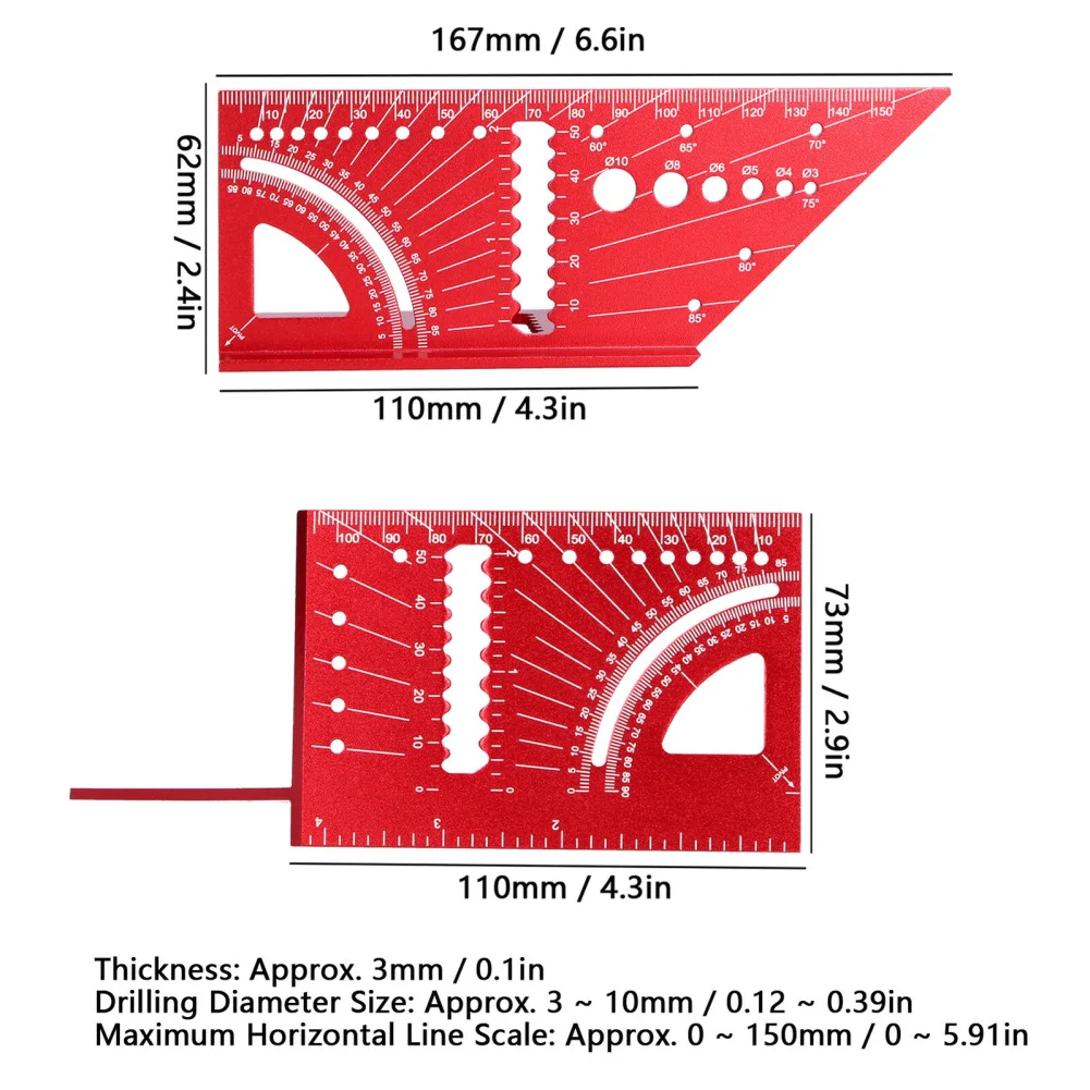 Houtbewerking Vierkant Formaat Liniaal 3d Verstekhoek 45 Graden/90 Graden Aluminium T-Type Timmerman Meetgereedschap Voor Houtbewerking