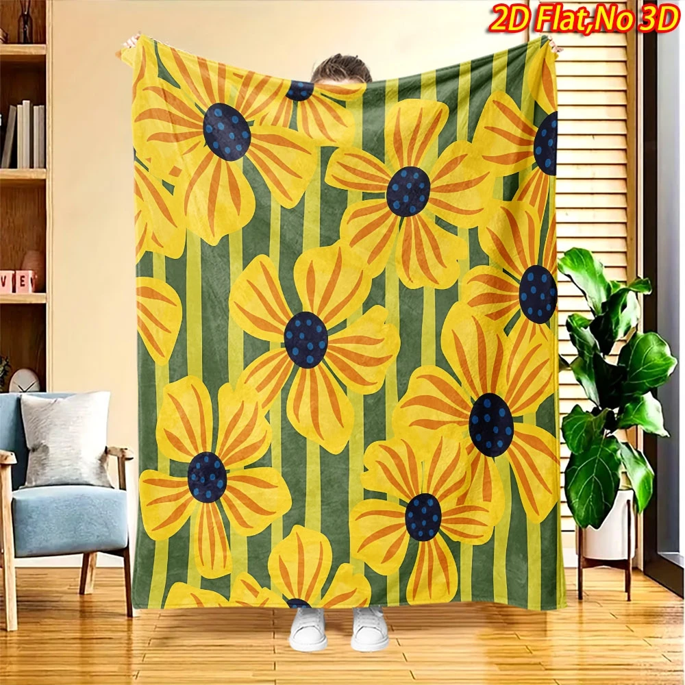 Sunflower Print Yellow Floral Throw Blanket for Sofa Couch Bed Cozy Decorative Home Decor Gift Idea