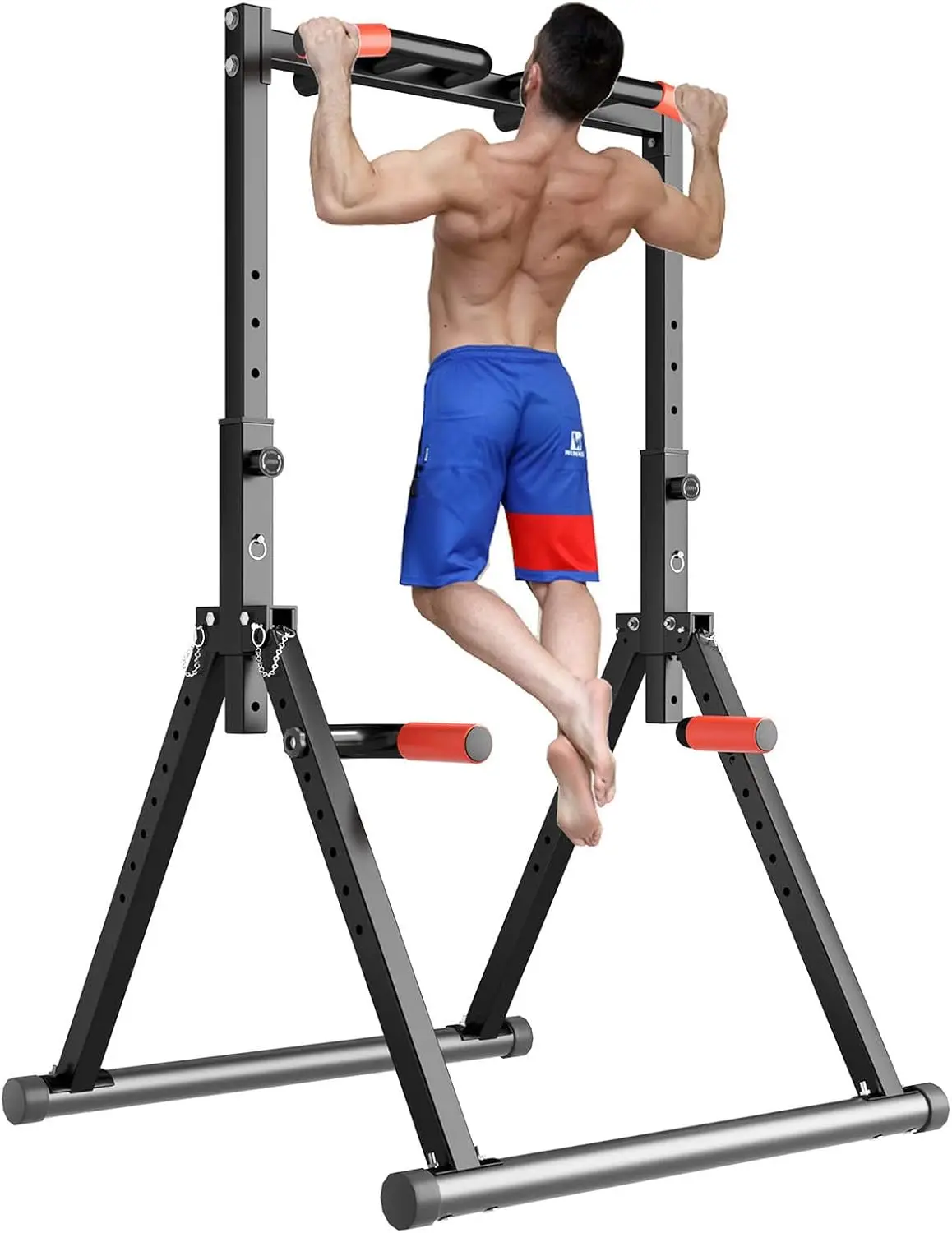 Dobests Foldable Power Tower Dip Station Pull Up Bar Station Adjustable Multifunction Fitness Pull Up Tower Station Workout