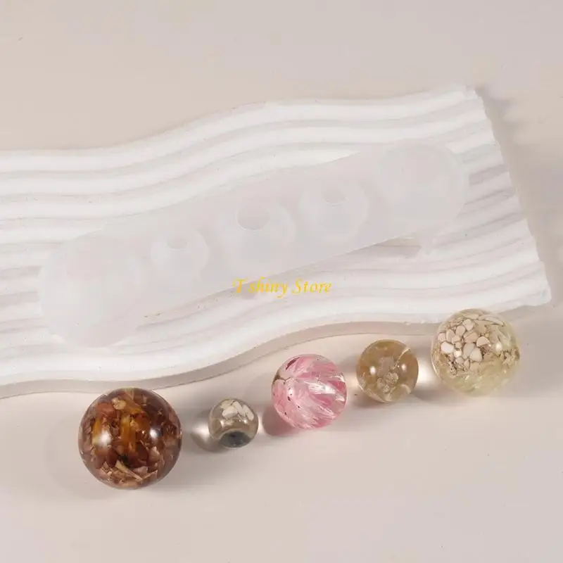 N58F Silicone Casting Molds for Resin Sphere Reusable Silicone Sphere Molds with 5 Different Diameter for Sphere Decorations
