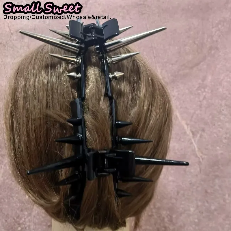 Streetwear Sottocultura Donna Gotico y2k Spike Hair Grab Punk Hip Hop Fatto a mano Spike Clip Accessori per capelli da festa per donna Ottieni catturare