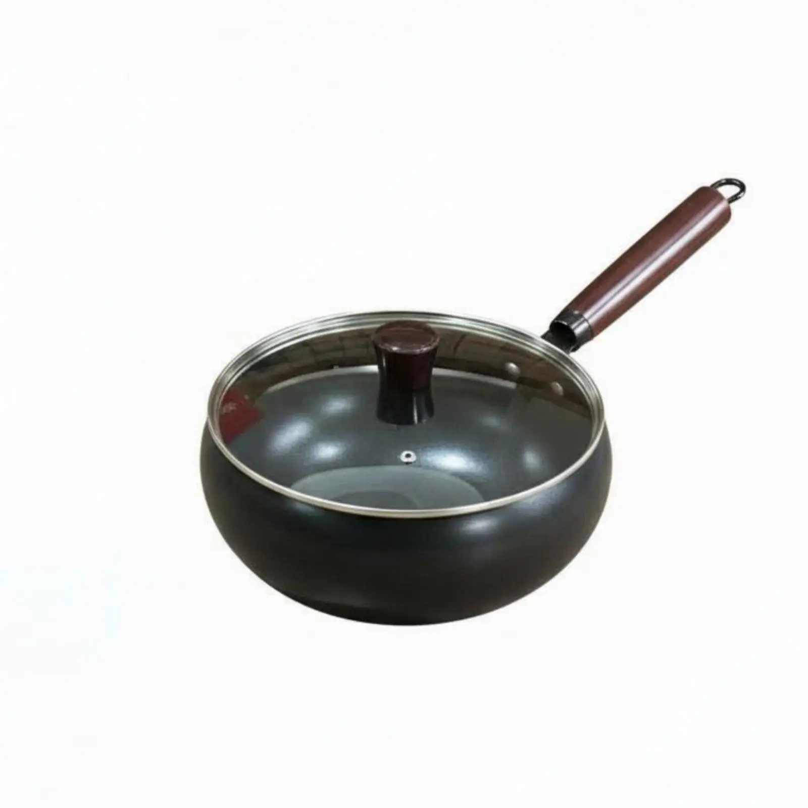 Authentic Craftsmanship Cast Iron Wok Pan Deep Frying Pot for Healthy Meals with Wooden Handle and Easy Storage Loop