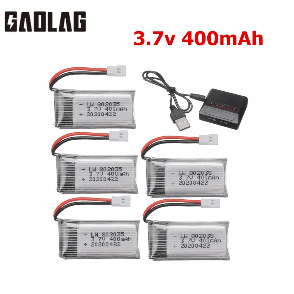 3.7V 400mAh Lipo Battery For X4 H107 H31 KY101 E33C E33 U816A V252 H6C RC Drone Spare Parts 3.7v 802035 Battery Charger Set