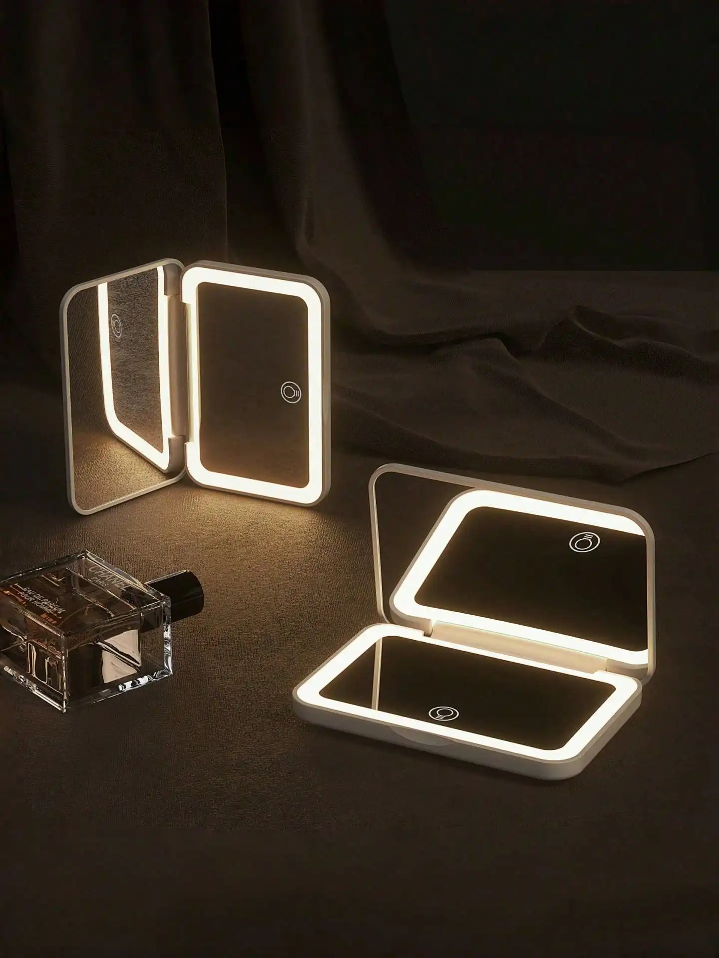 LED Makeup Mirror With Touch Screen, 3 Lighting Modes, Foldable Portable Stand, Rechargeable Battery, 3-Color Adjustable Lighting, Travel Makeup Mirror Accessory, Suitable As Birthday Gift For Mom And Friends