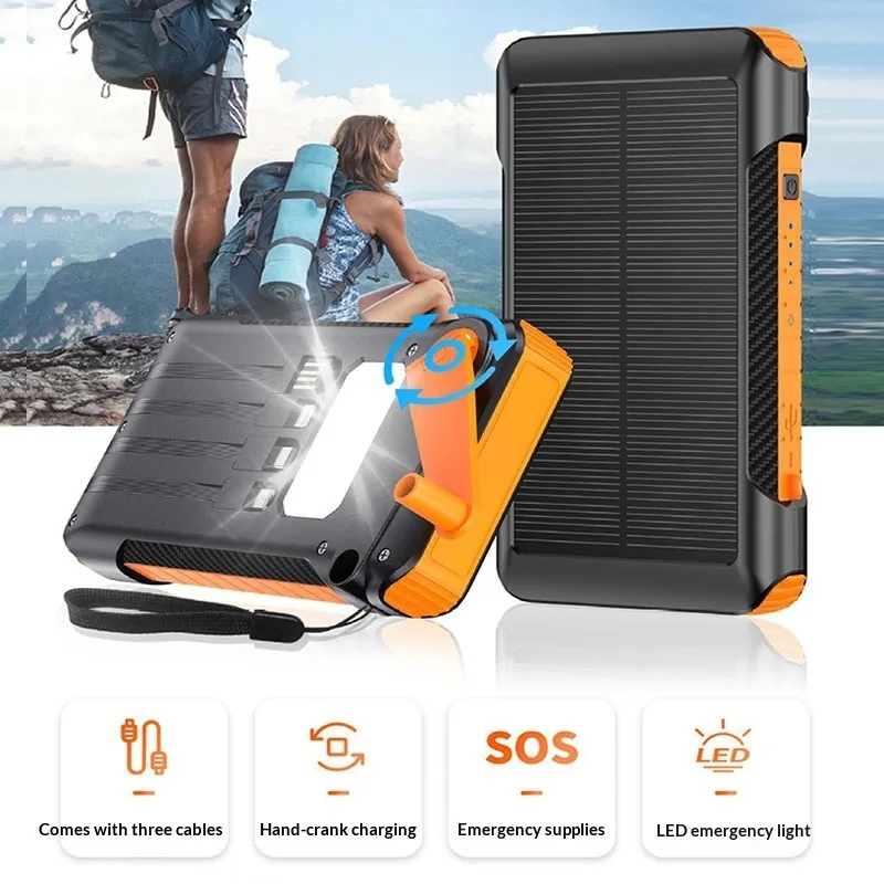 

20000mAh Solar Hand Crank Generator Power Bank Outdoor Survival Equipment
