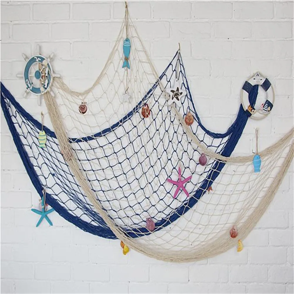 

Decorative fishing net Home Furnishing jewelry net Mediterranean style rope net background wall wall decoration Photo wall