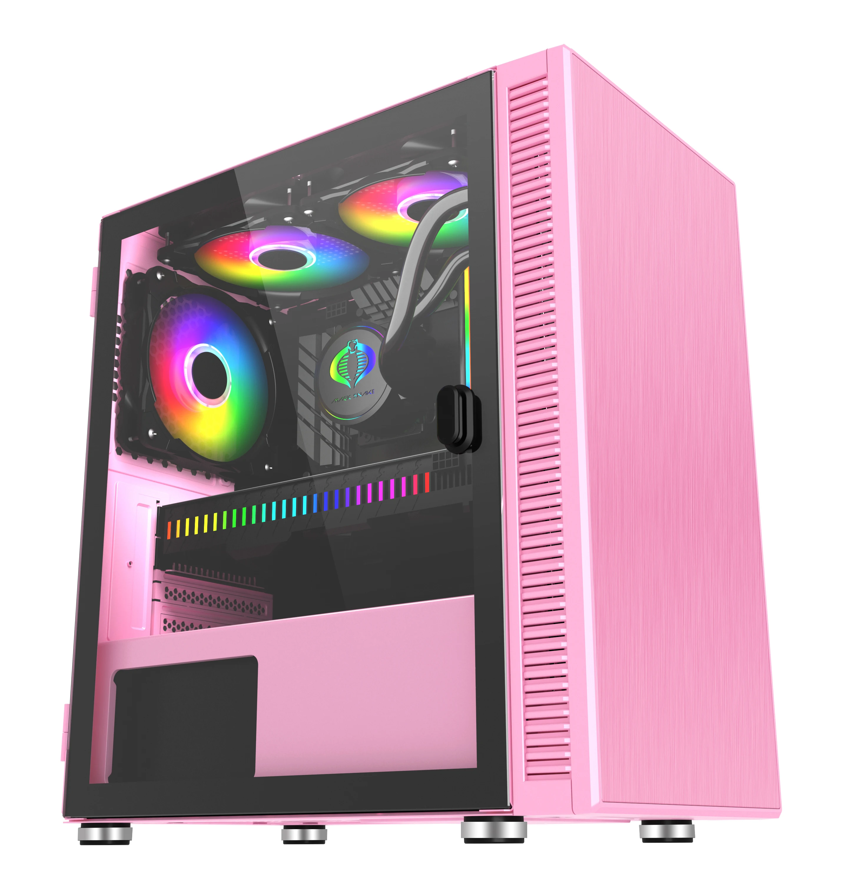 

Розовый, белый, черный ITX M-atx RGB панель из закаленного стекла Micro ATX Tower игровой чехол Корпус для ПК с дверью