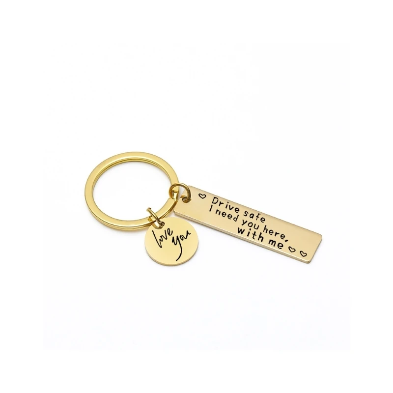 652F Driving Safety Keychain Gift for Boyfriend-I Need You Here with Me Keyring a Birthday Gift for Him on Valentine's Day