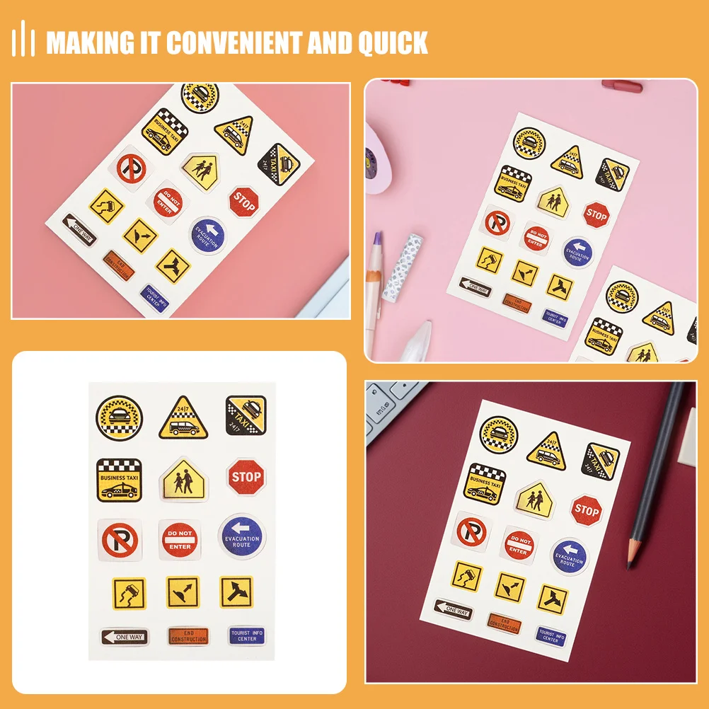 20 ورقة من ملصقات إشارات المرور لسلامة الطرق لديكور غرفة اللعب والفصول الدراسية أداة تعليمية ممتعة يمكنك صنعها بنفسك فن جداري