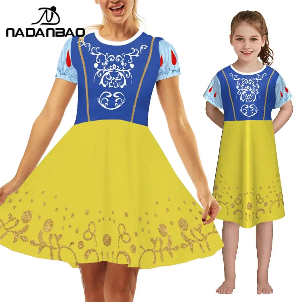 

Nadanbao Halloween Classic Fairy Tales Cosplay Dress for Girl Women Anime Movie Funny Party Princess Dresses Printed Short Dress