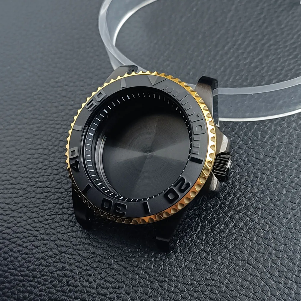 Hochwertiges 40,5 mm silbernes/schwarzes GMT-Gehäuse mit Kapitelring, Stahlgehäuse, passend für NH34 NH35 NH36 Uhrwerk, Saphirglas-Uhrenbox