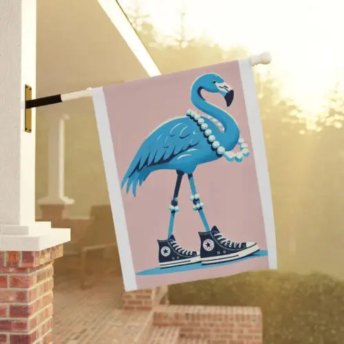 Blue Flamingo, Garden Flag, Election, Pearls, Sneakers, Chucks Garden flag