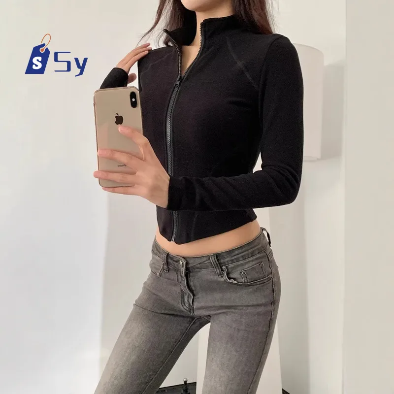 

Sy 2024 Autumn/winter New Yoga Jacket Short Women's Sportswear Jacket Slim Fit Long Sleeved Fitness Jacket Zipper Yoga Jacket