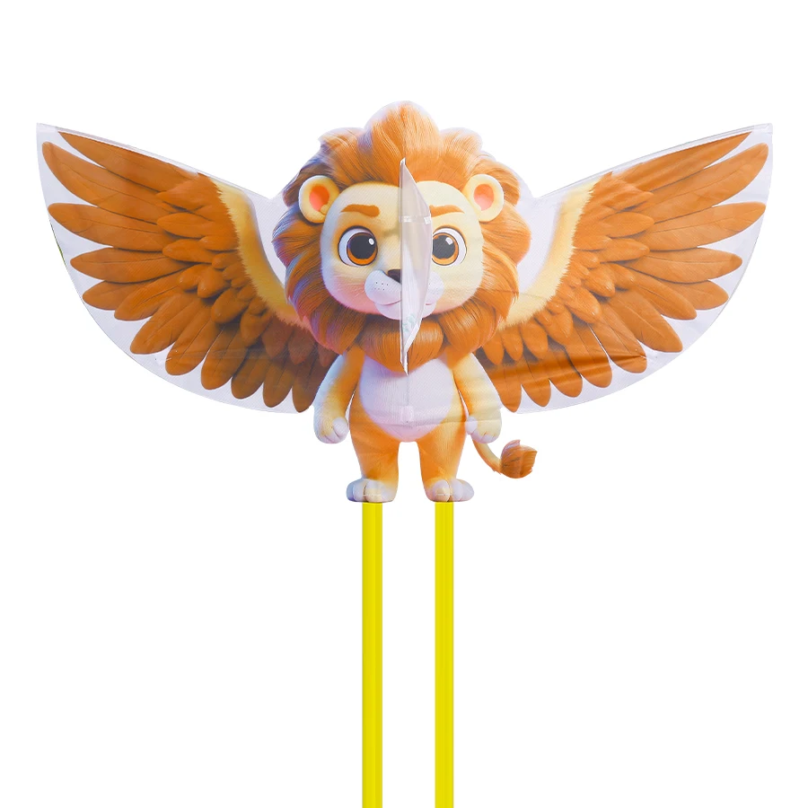 Questo adorabile aquilone con leoncino presenta un design con leone alato, realizzato come un aquilone professionale specifico per i principianti.