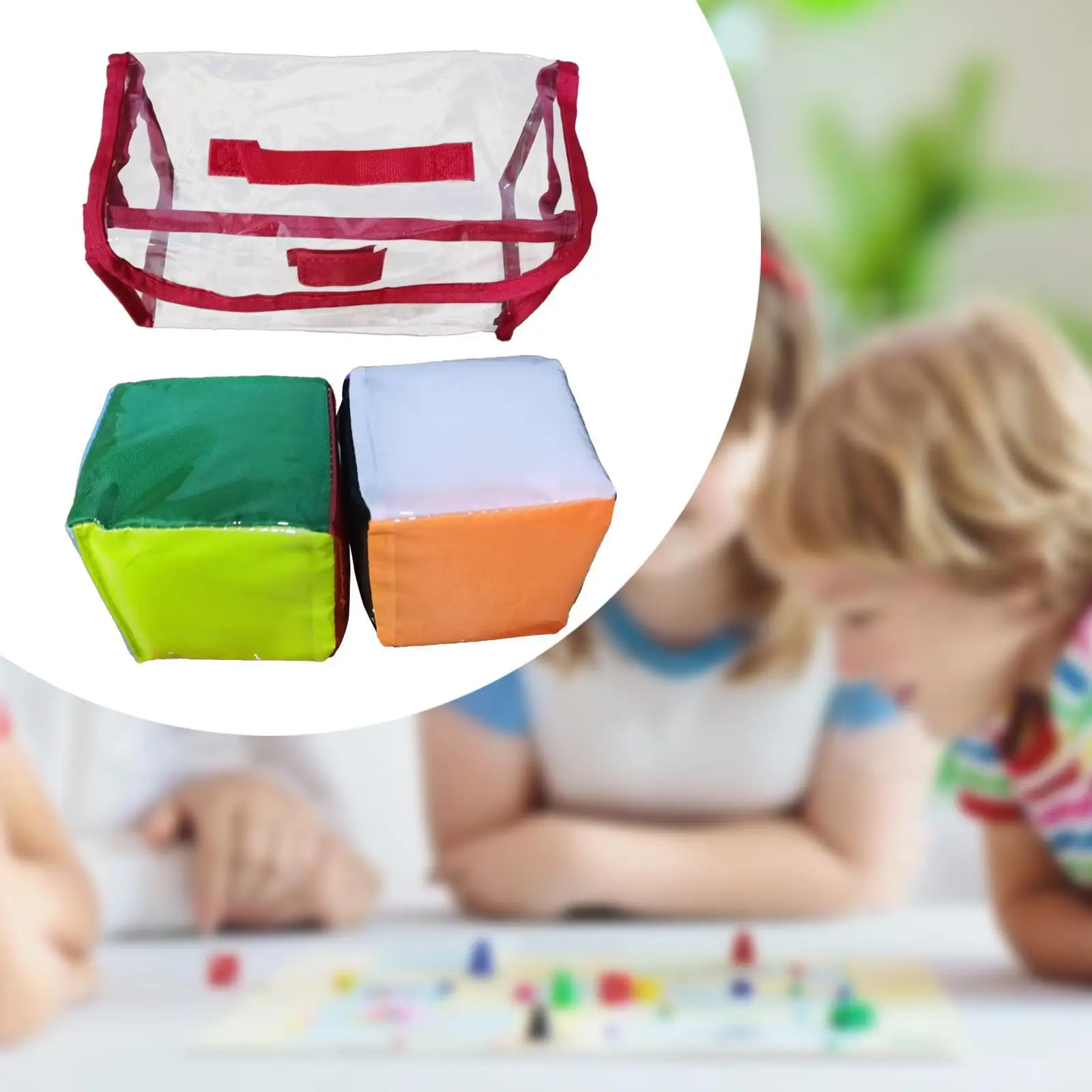 2Pcs Card Slot Educational Dice PVC Soft Dice DIY Role Playing PVC Pocket Cubes for Teaching Birthday Gift Preschool Activity