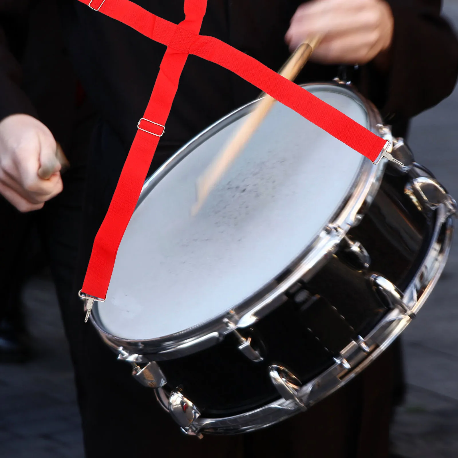 

Adjustable Snare Drum Strap Sling Red Harness Belt Durable Thickening Wide Strap Hook Design Long Use Marching Student Adult