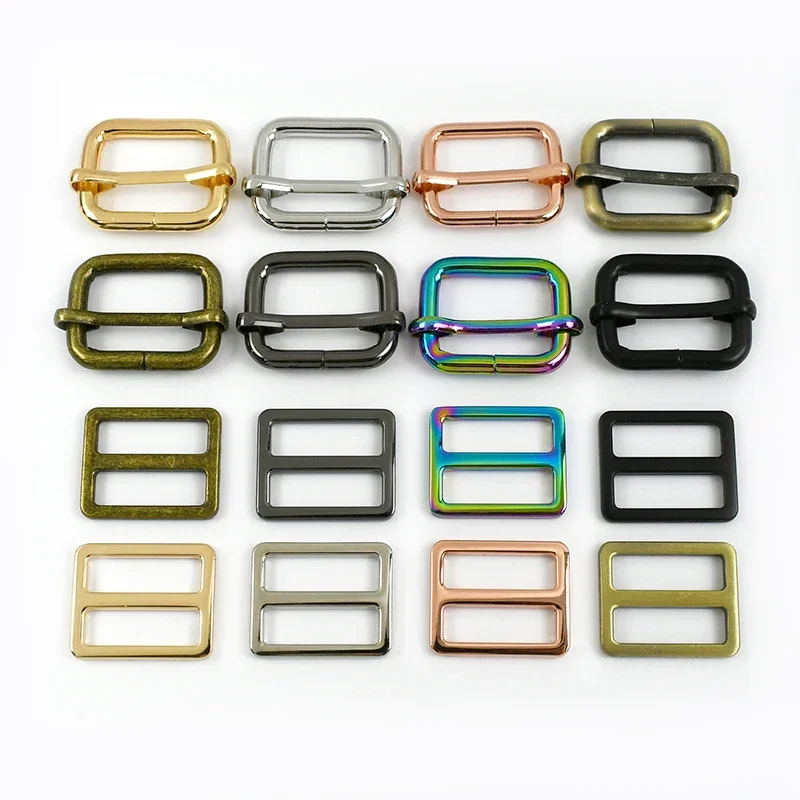 

20/50Pcs 20-50mm Bag Strap Adjust Metal Buckles Dog Collar Tri-glides Slider Clasp Webbing Roll Hook Accessories for Handbags