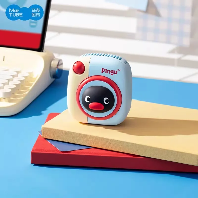 New Genuine Pingu Anime Figures Pingu Penguin Camera Style Neck Hanging Fan Usb Handheld Fan Portable Lightweight Gift Toy - view 5