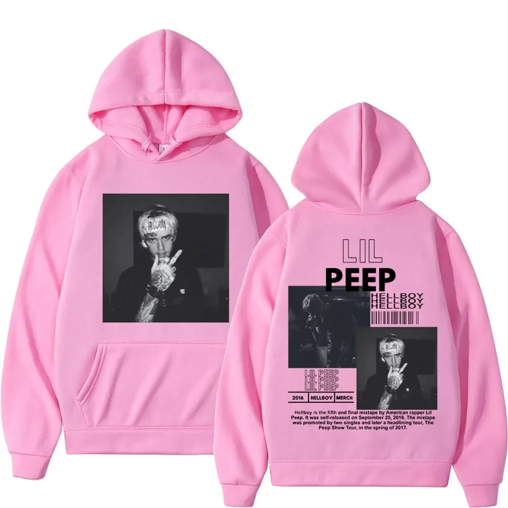 Hip hop rapper Lil Peep patterned hoodie high-quality fashion pullover men\'s and women\'s street fashion retro hooded sweatshirt