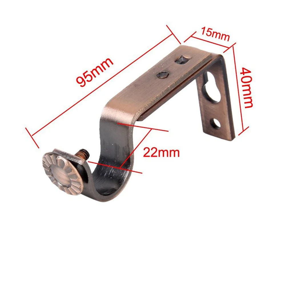 

4Pcs Iron Curtain Rod Brackets Adjustable 18-22mm Diameter Sturdy Wall Mount Vintage Bronze Drapery Rod Holders with Fitting