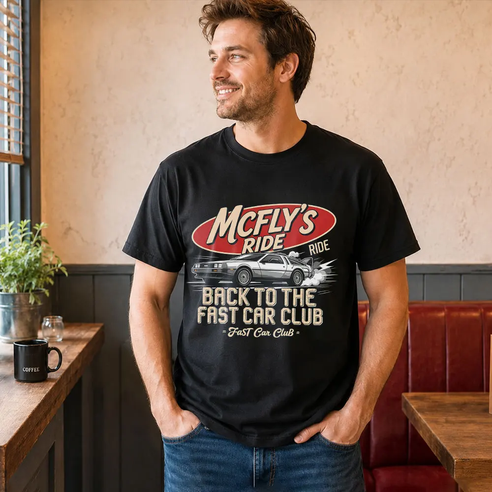 Back To The Future T‑Shirt Biff's Automotive Detailing Print Tees 0814 Hill Valley DeLorean 88MPH Time Machine Short Sleeve Tops