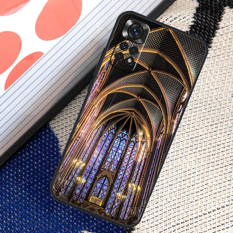 church gothic Sainte-Chapelle Stained Case For Xiaomi Redmi Note 10 11 8 9 12 Pro 11S 10S 9S Redmi 9 10 12C 9C 10C Back Cover