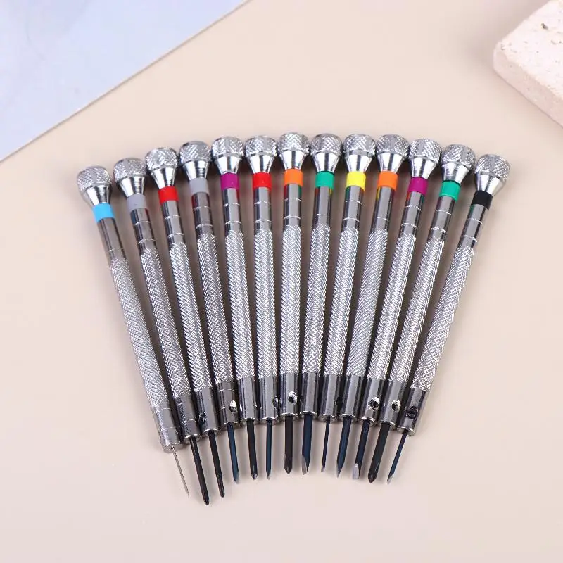 13pcs/Set  High Quality Silver 0.6-2.0mm Precision Screwdriver Set Iron Micro Cross Repair Kit For Watches Glasses Jewelry