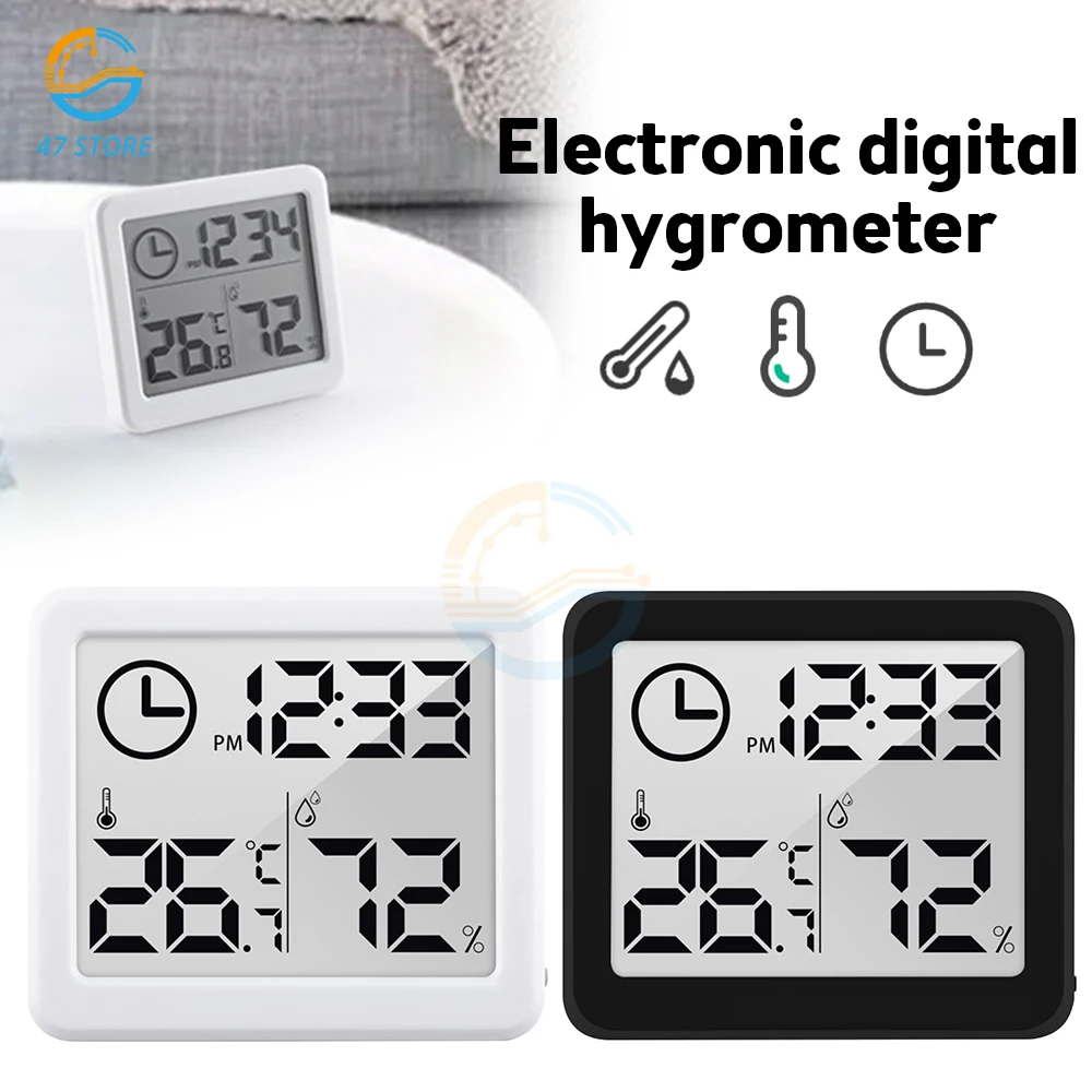 Multifunction Thermometer Hygrometer 3.2inch Large LCD Screen Automatic Electronic Temperature Humidity Monitor Clock For Home