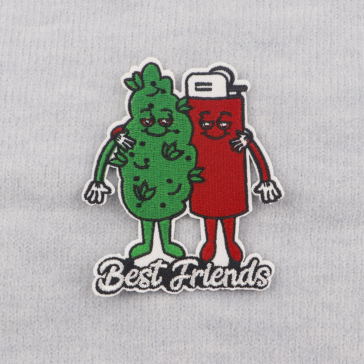 Toppa ricamata per accendino con foglie di tabacco Toppe termoadesive Best Friends per abbigliamento Toppe termoadesive sui vestiti Distintivi da cucire fai-da-te