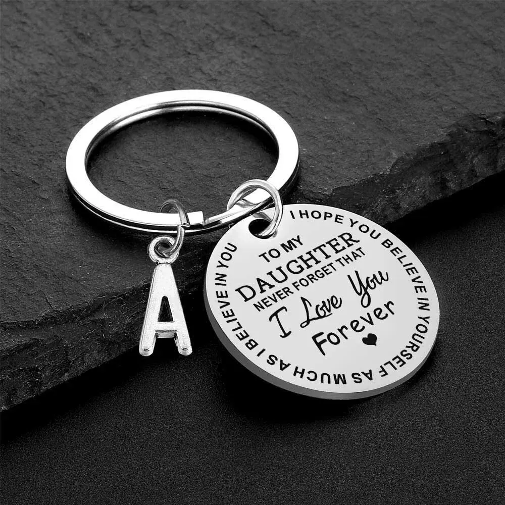 1pc Keychain for My Daughter and Son Letter Keychain Holiday Graduation Gift I Love You Forever Inspirational Gift