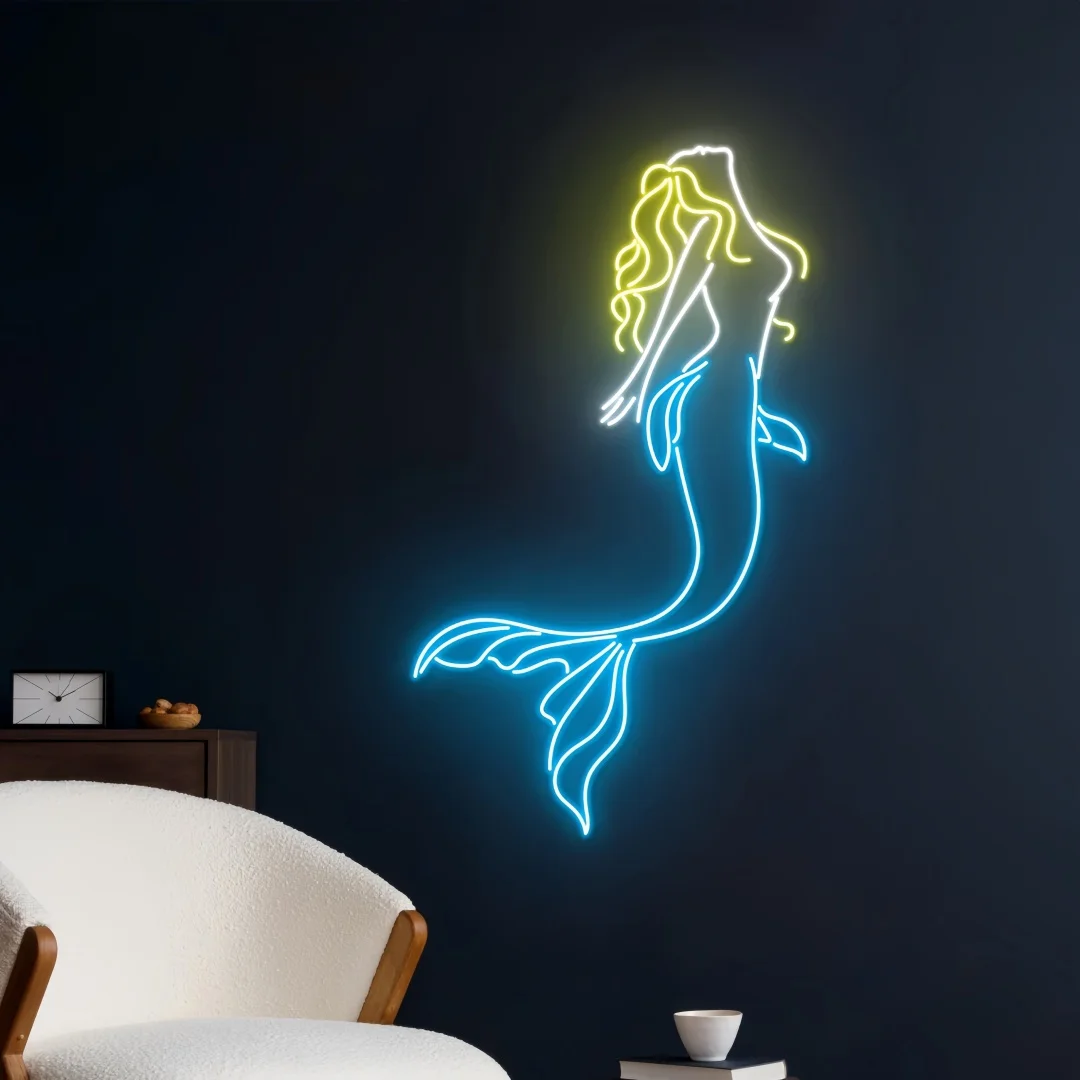 Mermaid Neon Sign, Mermaid Girl Led Sign, Mermaid Lady Neon Light, Mermaid Woman LED Light, Nursery Room Wall Decor Art Custom