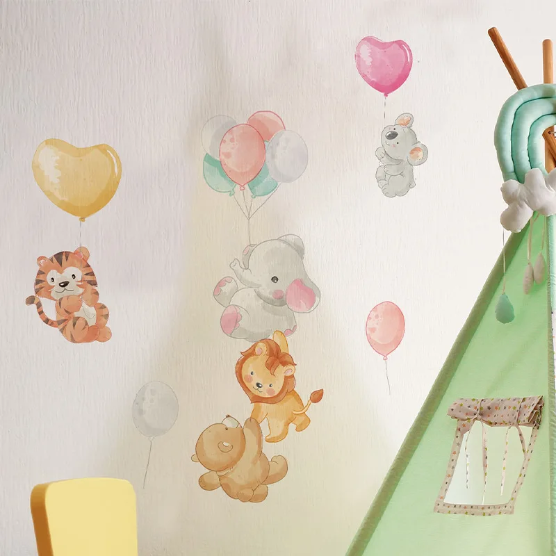 Cartoon Cute Animal Combination Balloon Children's Bedroom Home Wall Beautification Decorative Wall Stickers Wall Decoration