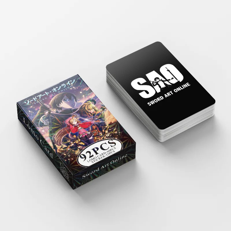 Sword Art Online Lomo Card 1Pack/92PC 60PC Mini Cards With 32PC Stickers Japanese Anime Fan Collection Lomo Cards Postcards Gift