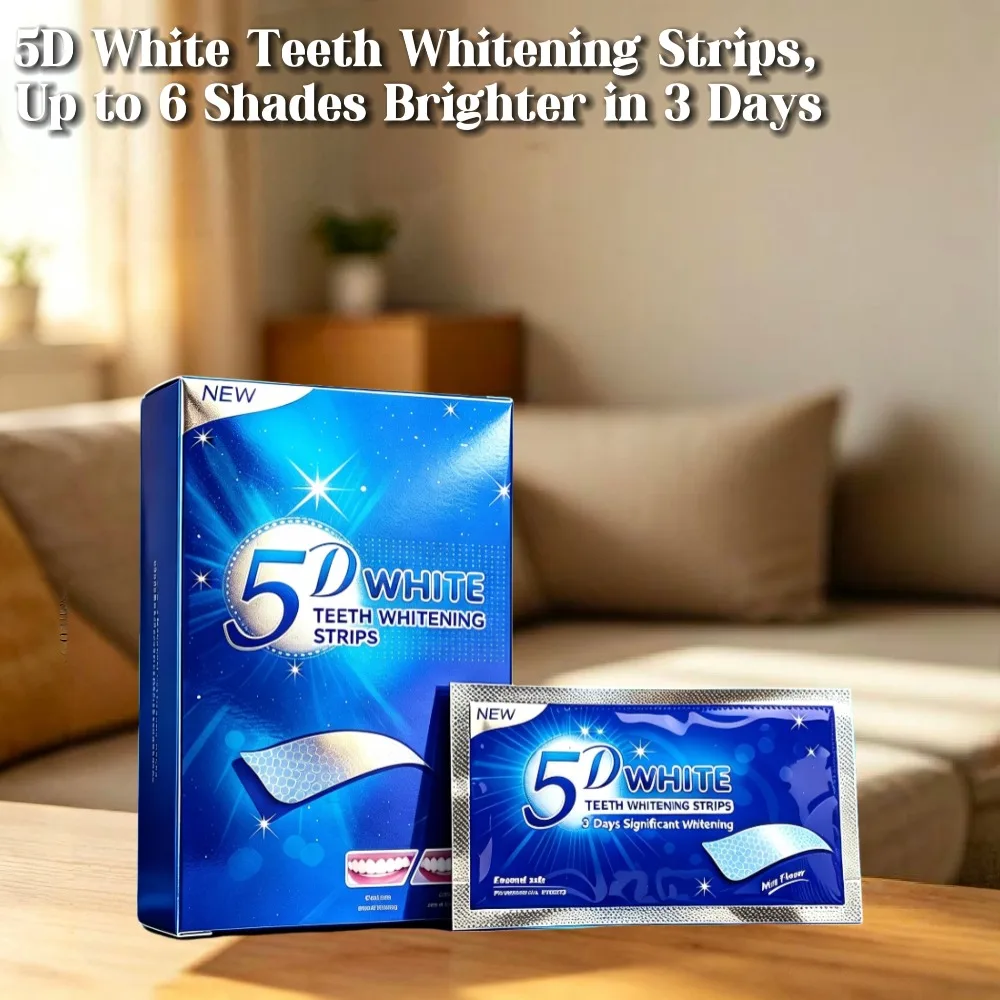 Say goodbye to yellow teeth! 5D whitening teeth strips are gentle and non-acidic, removing all coffee and tea stains.