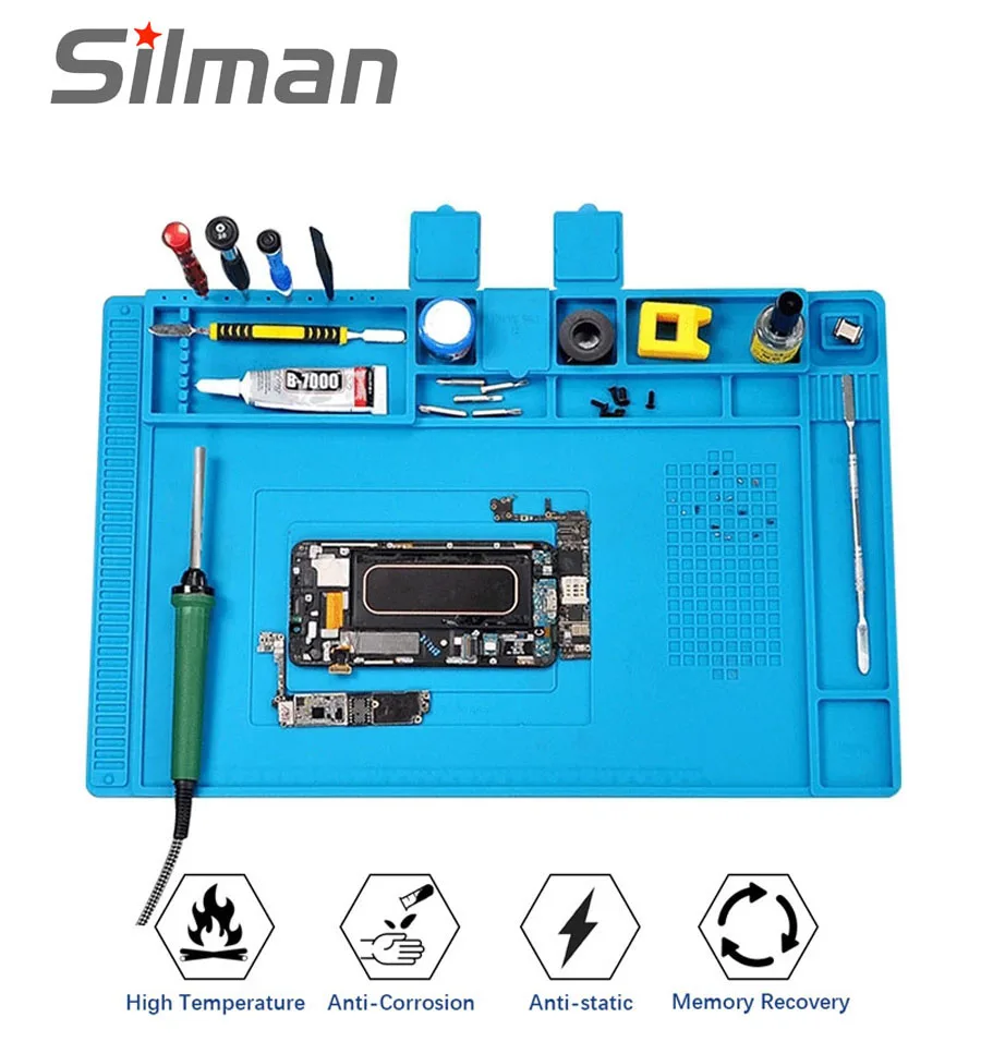 Isolação resistente ao calor estação de solda silicone esteira de solda eletrônica telefone uav reparação manutenção plataforma de trabalho almofada